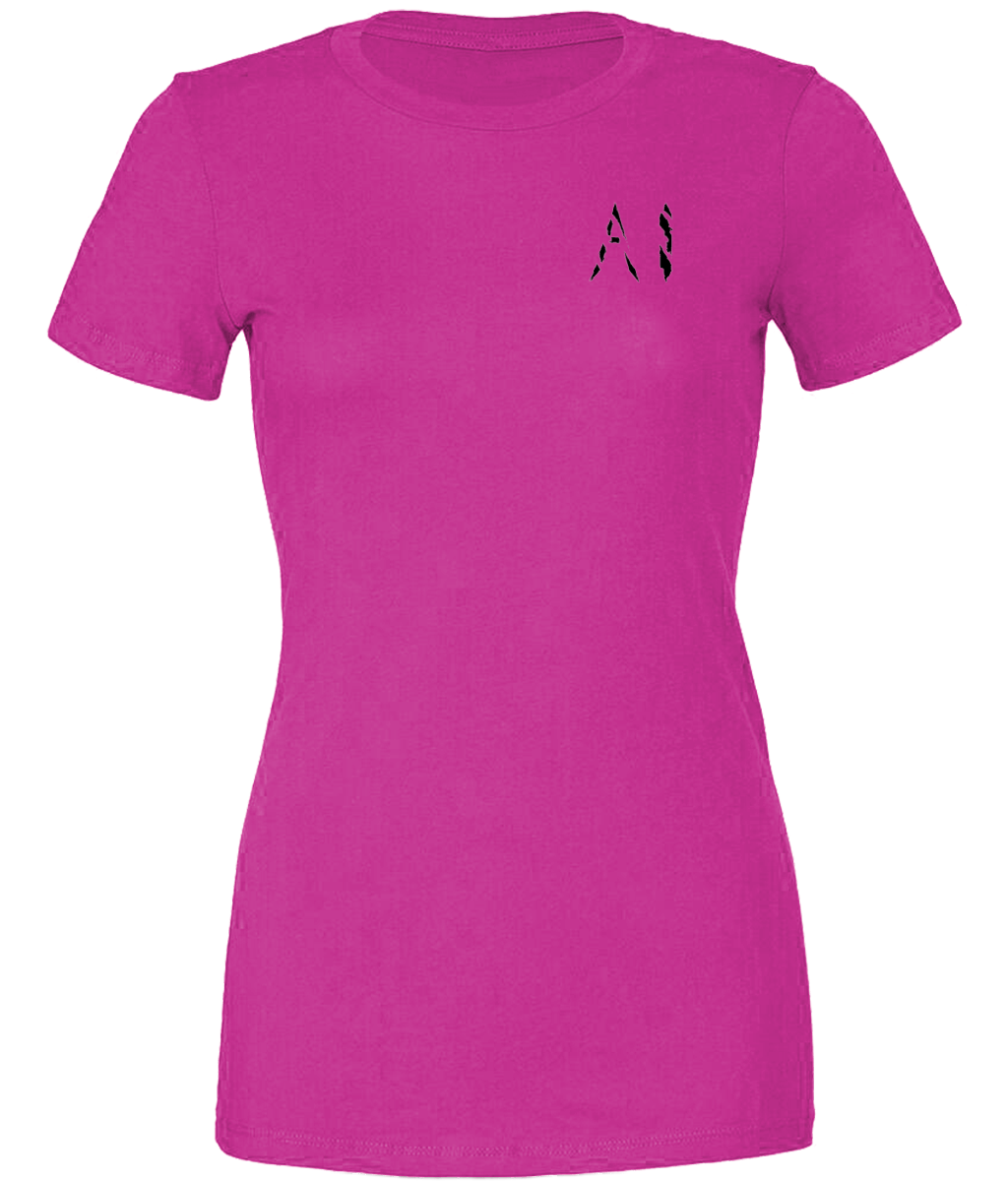 Womens purple Casual T-Shirt with Black AI logo on left breast