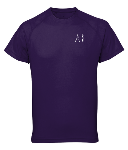 Mens dark purple Athletic Performance Top with White AI logo on the left chest