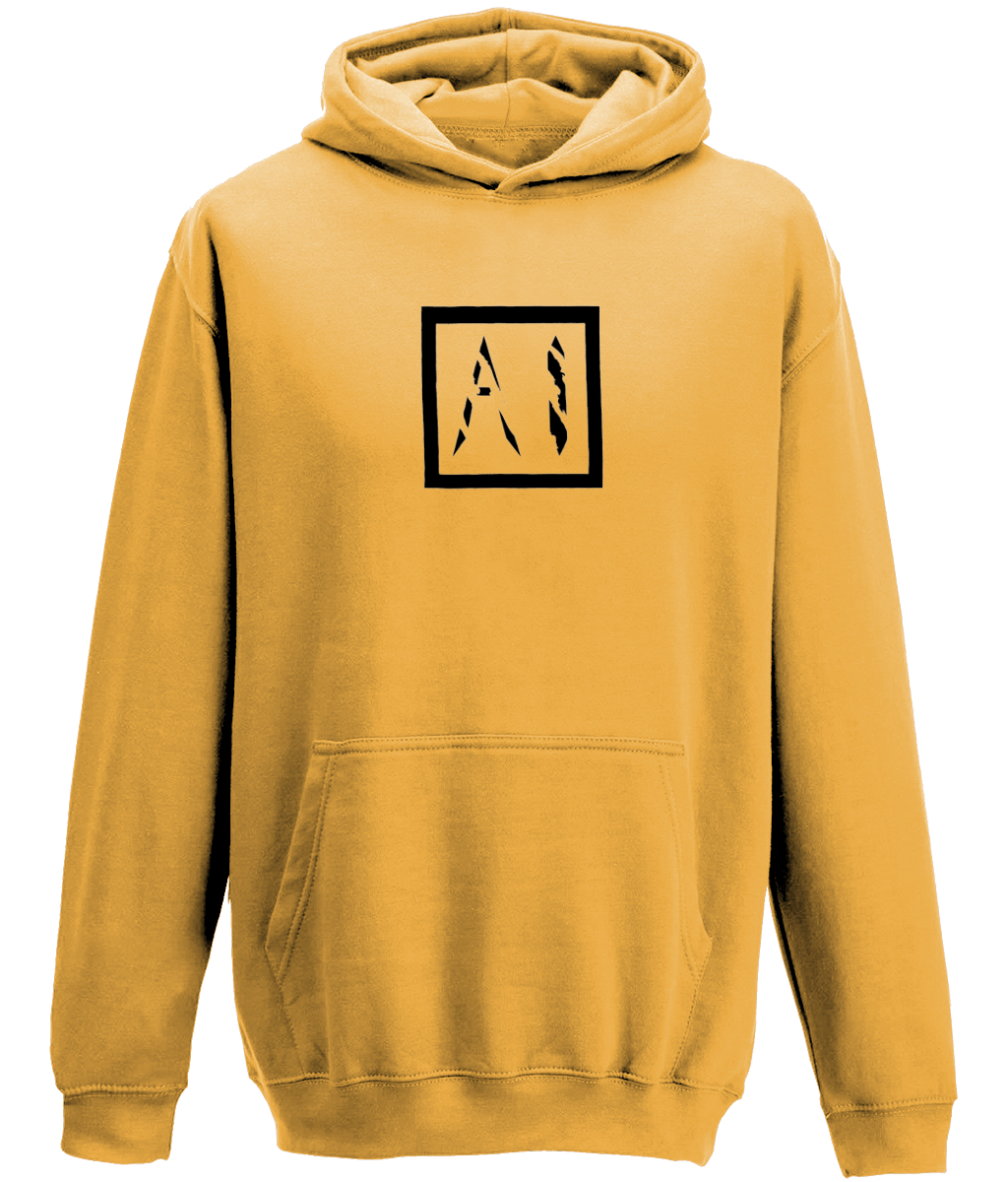 Animal Instinct Black Box Logo Workout Hoodie in yellow orange