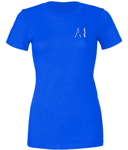 Womens dark blue Casual T-Shirt with white AI logo on left breast
