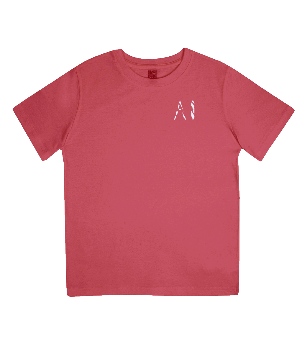 Kids red Casual Jersey T-Shirt with White AI logo on the left chest