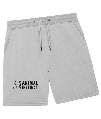 Animal Instinct Trainer Shorts in light grey with black AI logo and animal instincts written in black on the lower left leg