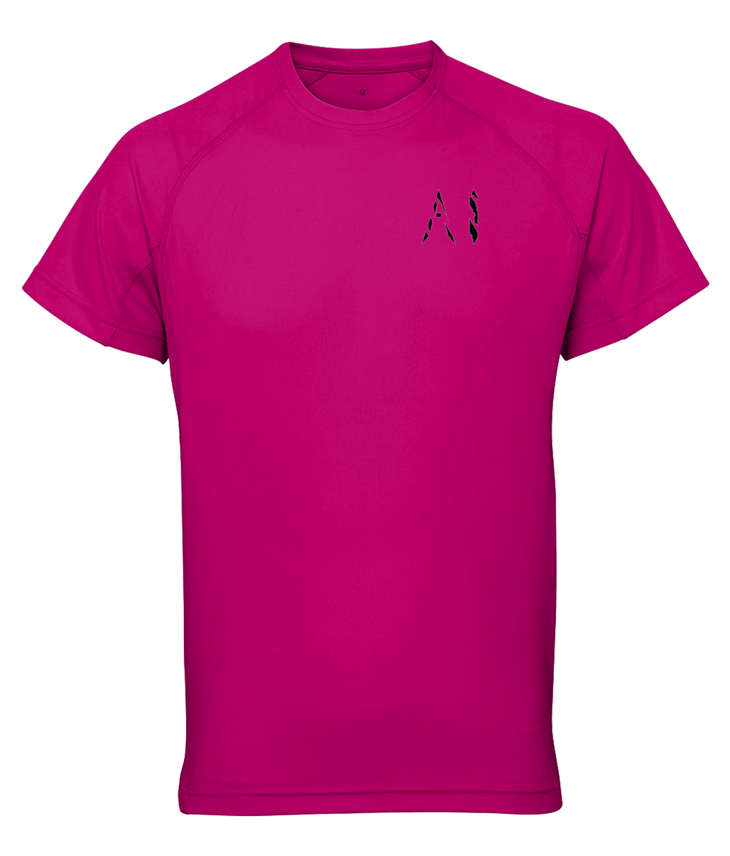 Womens Dark purple Athletic Performance Top with black AI logo on left breast