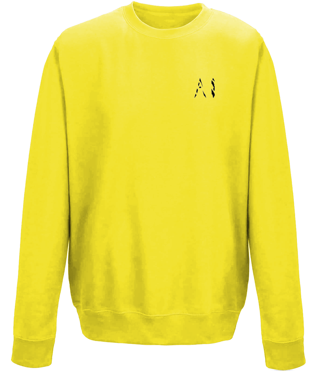Animal Instinct Yellow Workout Sweatshirt with black AI Logo on the left chest