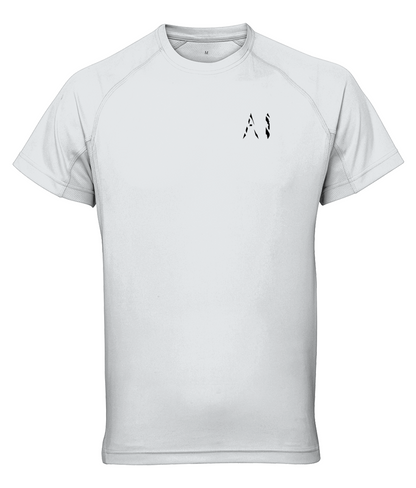 Mens light grey Athletic Performance Top with black AI logo on the left chest