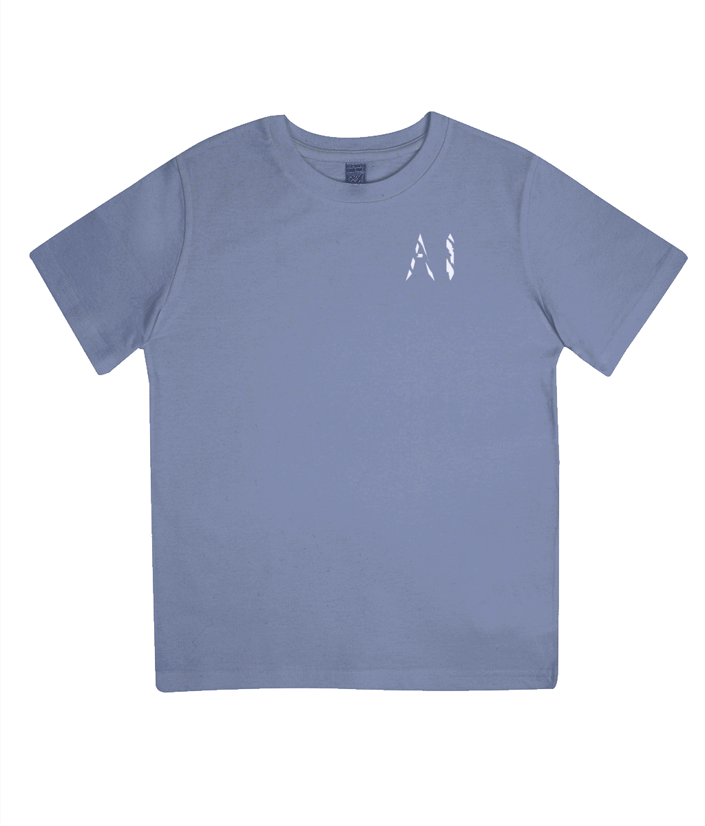 Kids light grey Casual Jersey T-Shirt with White AI logo on the left chest