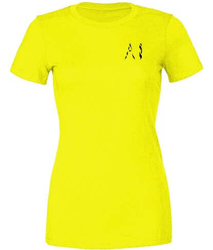 Womens yellow Casual T-Shirt with Black AI logo on left breast