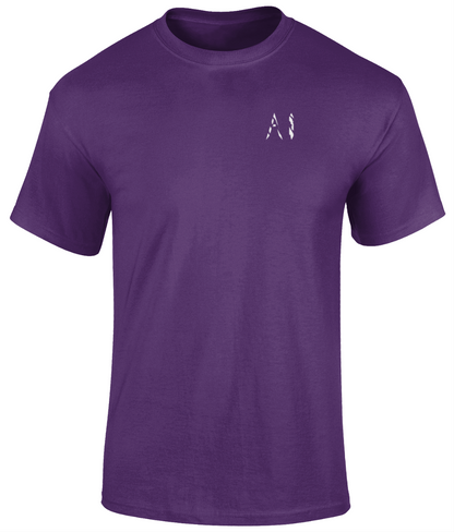 Mens dark purple Heavy Cotton T-Shirt with white AI logo on the left chest