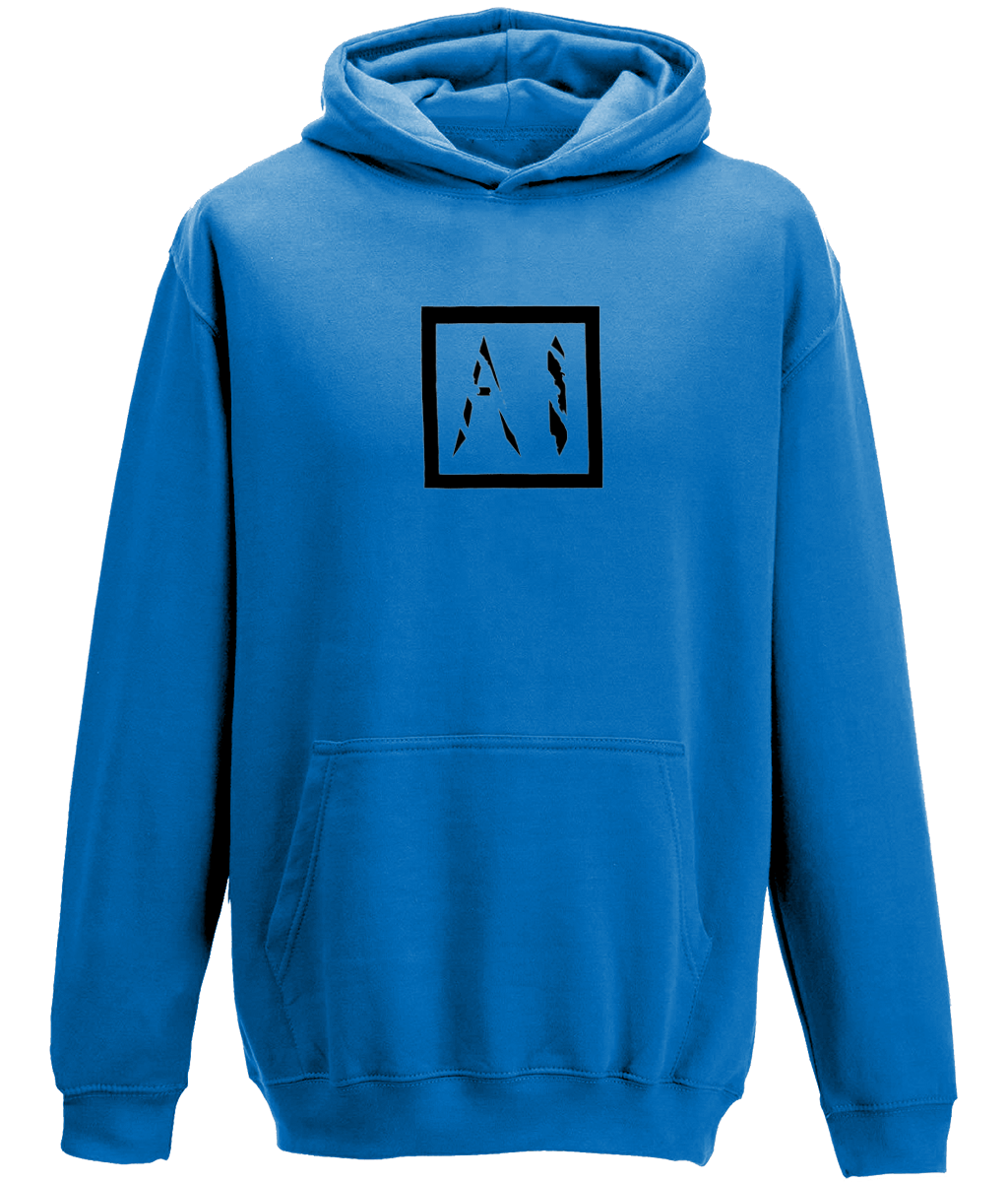 Animal Instinct Black Box Logo Workout Hoodie in dark blue