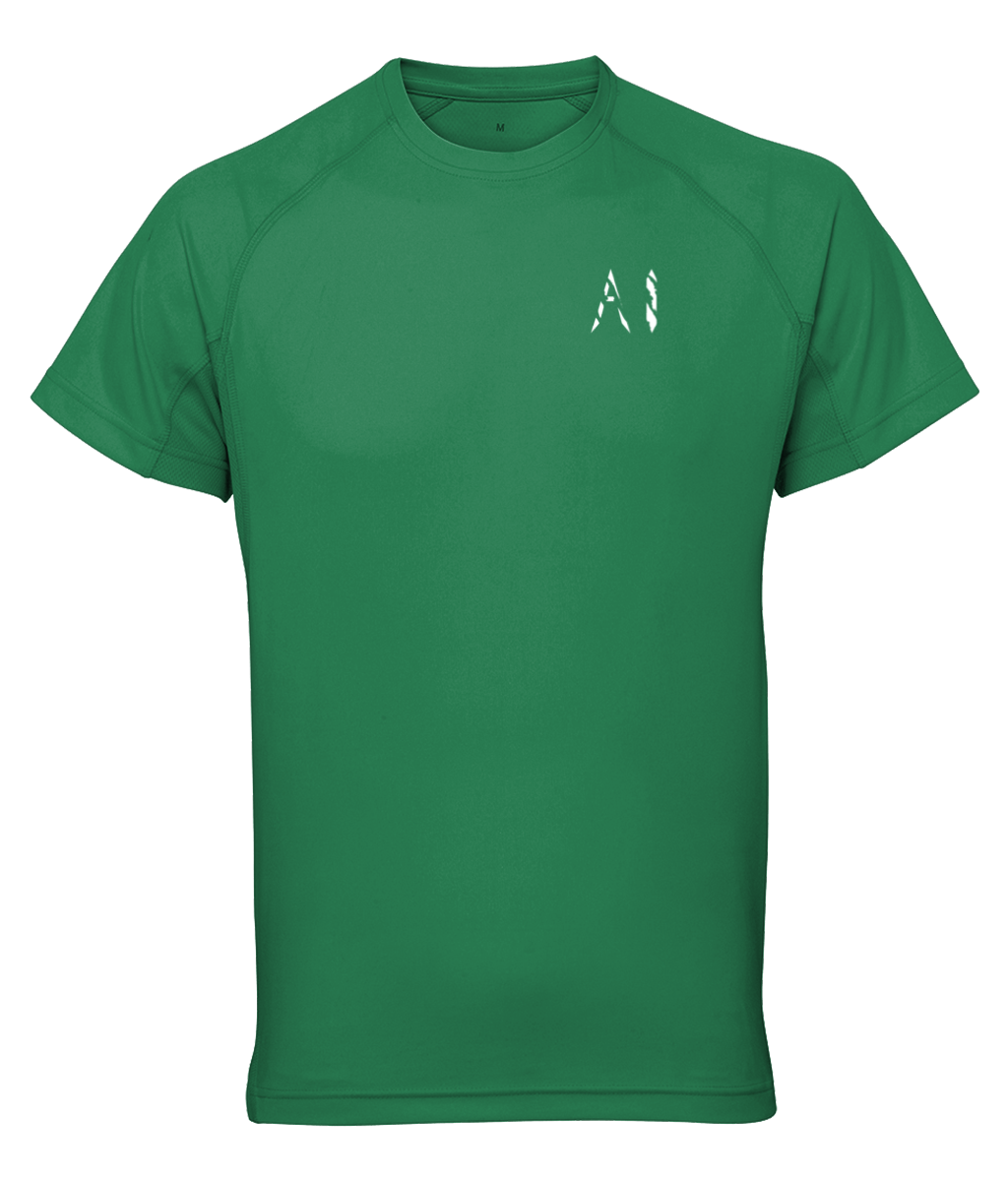 Mens light green Athletic Performance Top with White AI logo on the left chest