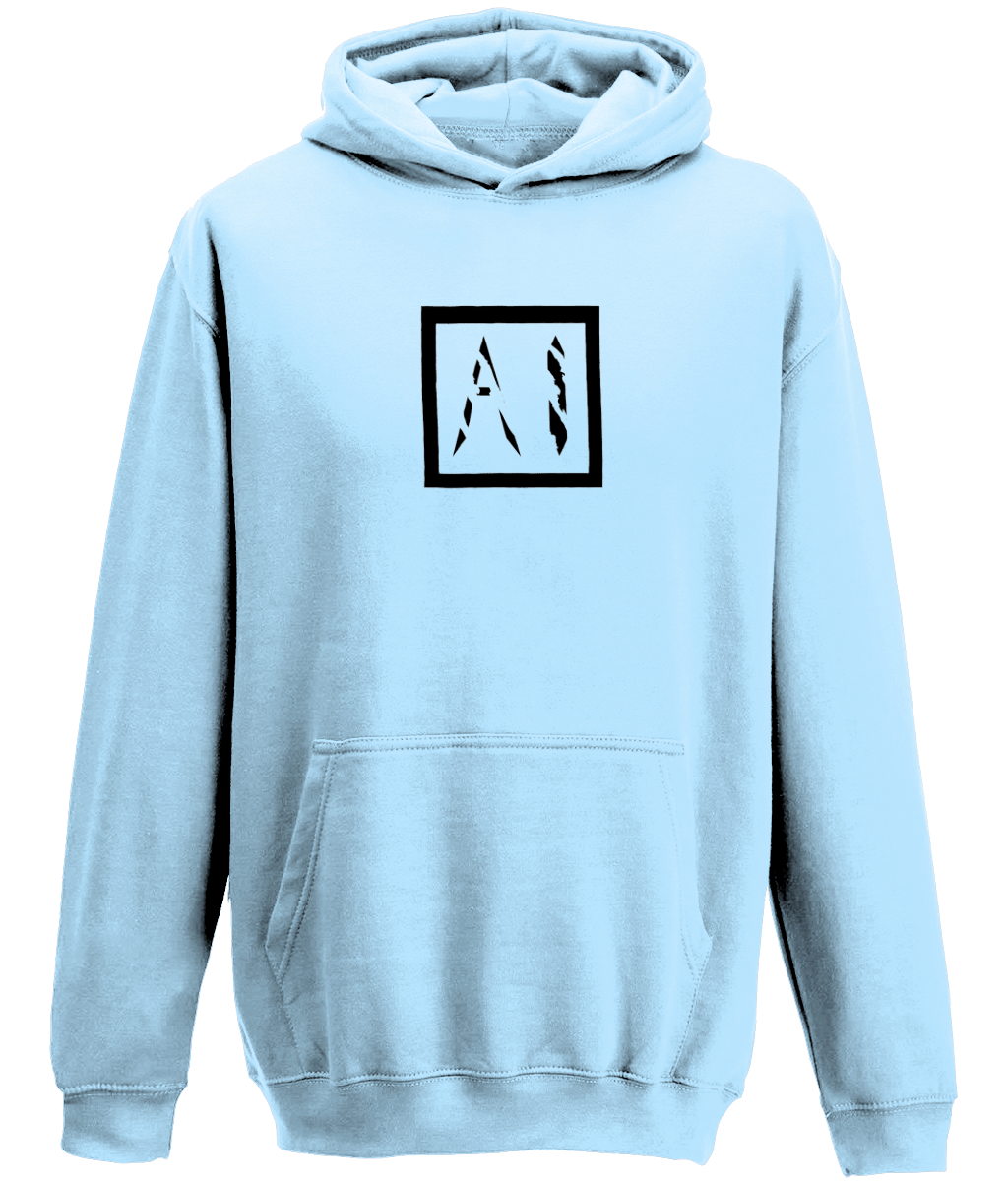 Animal Instinct Black Box Logo Workout Hoodie in light blue