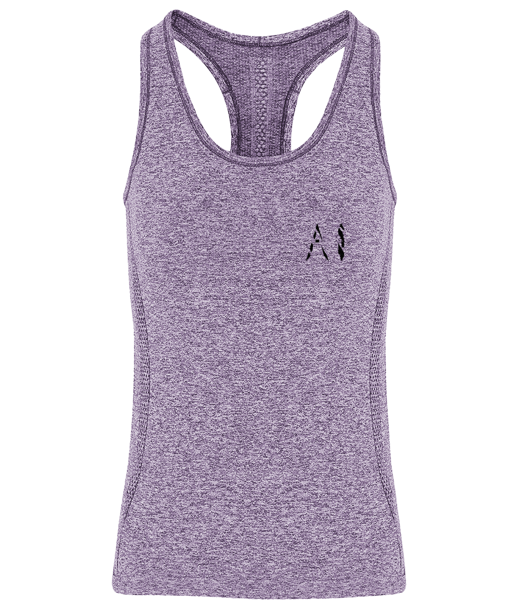 Womens purple  Athletic Seamless Sports Vest with Black AI logo on left breast