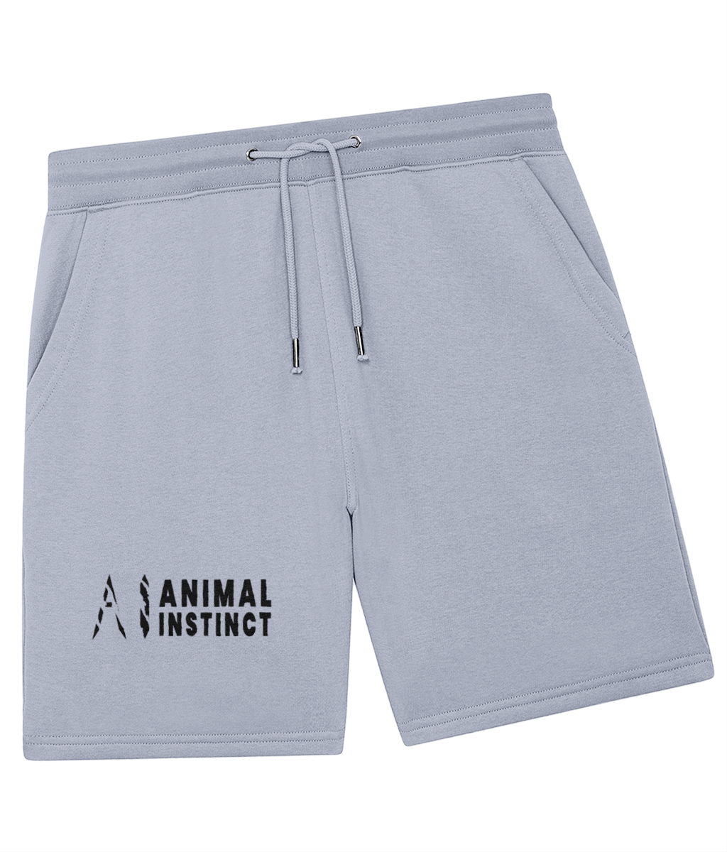 Animal Instinct Trainer Shorts in Grey with black AI logo and animal instincts written in black on the lower left leg