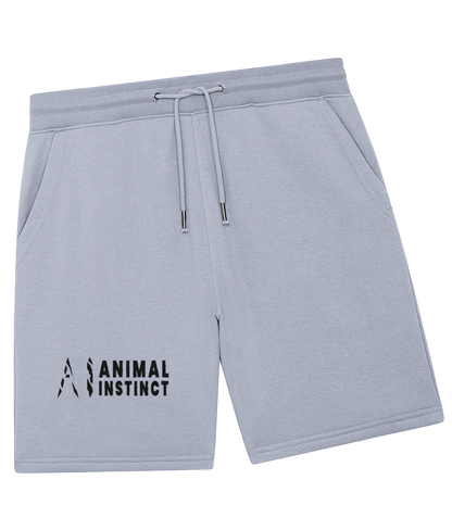 Animal Instinct Trainer Shorts in Grey with black AI logo and animal instincts written in black on the lower left leg