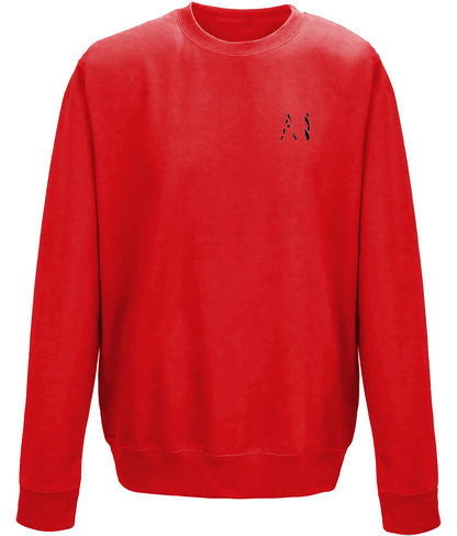 Animal Instinct Red Workout Sweatshirt with black AI Logo on the left chest