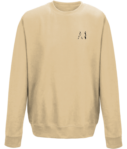 Animal Instinct beige Workout Sweatshirt with black AI Logo on the left chest