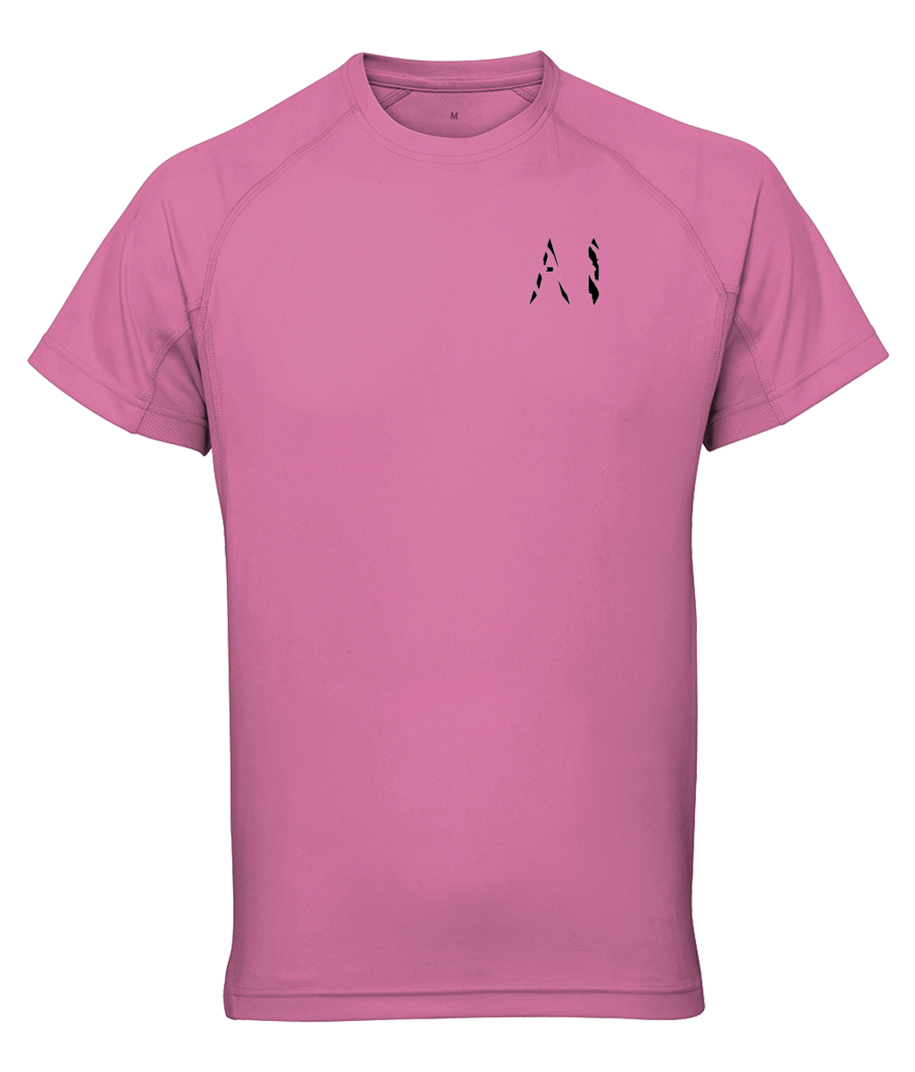 Womens light pink Athletic Performance Top with black AI logo on left breast