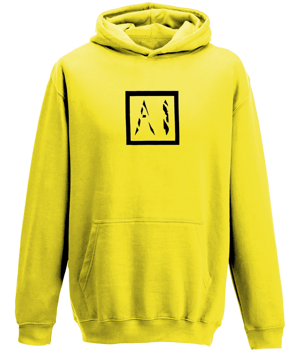 Animal Instinct Black Box Logo Workout Hoodie in yellow