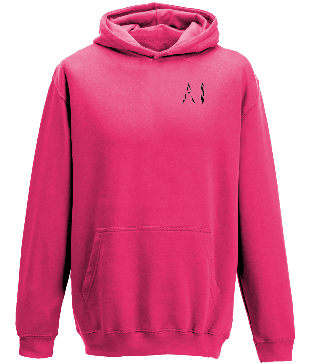 Kids dark pink Casual Hoodie with black AI logo on the left chest