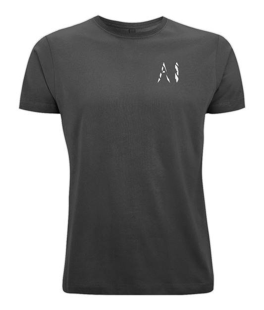 Mens black Oversized Pump Cover T-Shirt with white AI logo on left chest