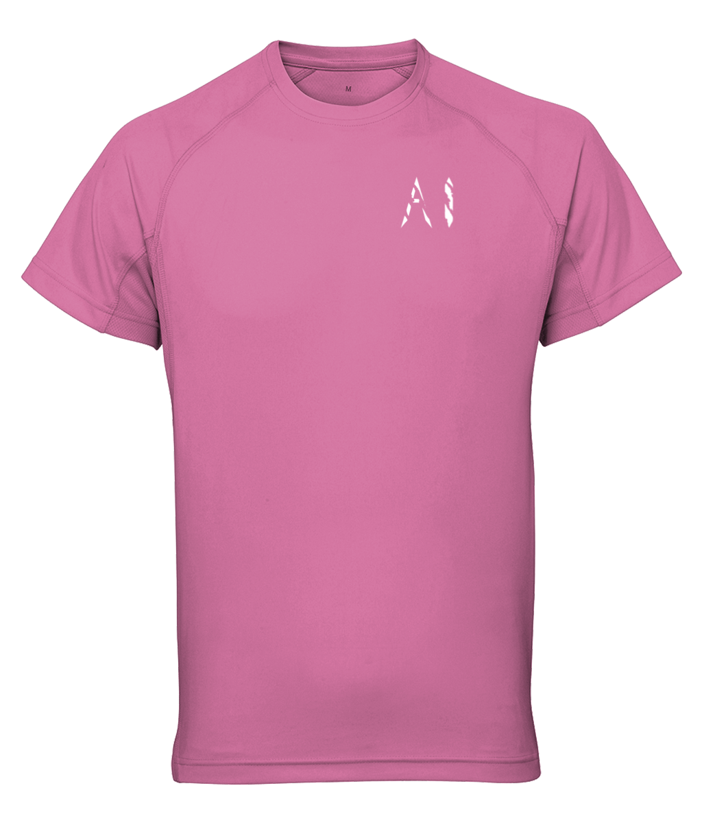 Womens light pink Athletic Performance Top with White AI logo on left breast