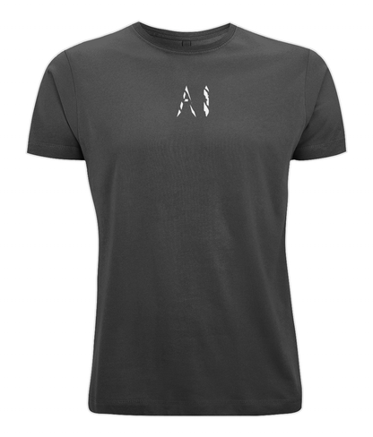 Mens black Oversized Pump Cover T-Shirt with white AI logo on centre chest