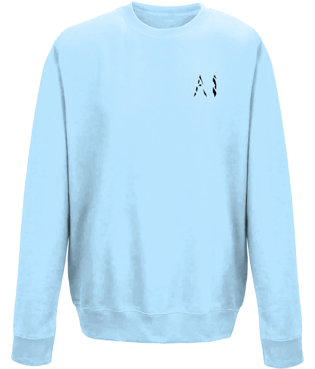 Kids baby blue Casual Sweatshirt with black AI logo on the left chest