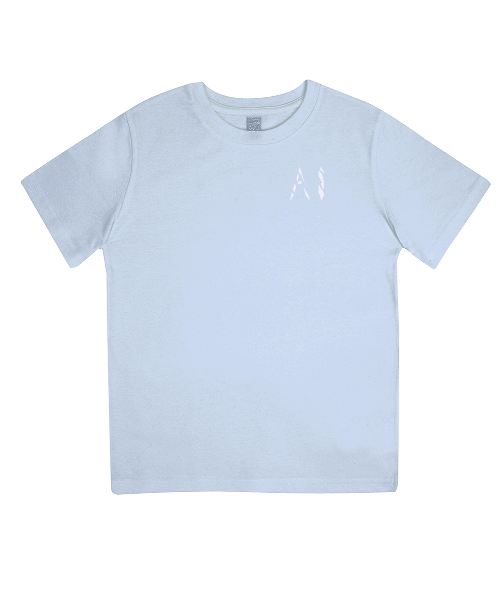 Kids light grey Casual Jersey T-Shirt with White AI logo on the left chest