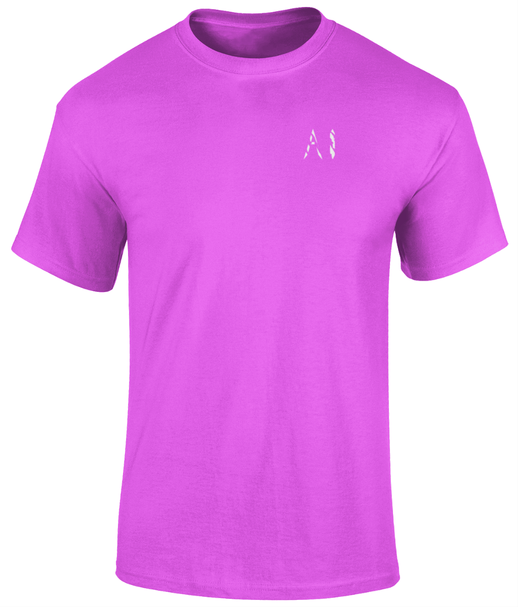 Mens purple Heavy Cotton T-Shirt with white AI logo on the left chest