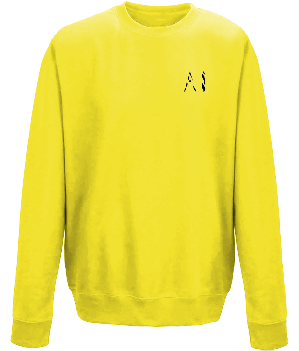 Kids yellow Casual Sweatshirt with black AI logo on the left chest