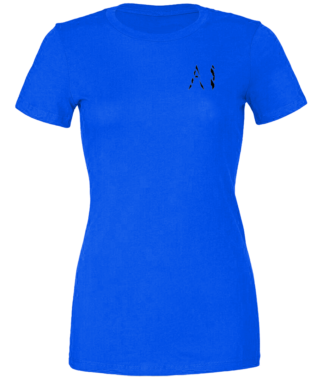 Womens blue Casual T-Shirt with Black AI logo on left breast