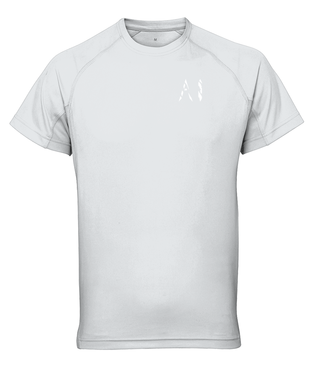 Womens light grey Athletic Performance Top with White AI logo on left breast