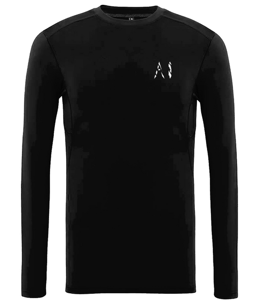 Mens black Performance Baselayer with white AI logo on the left chest