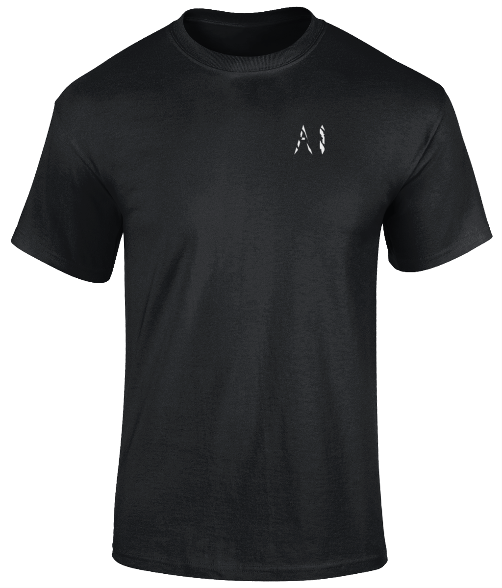 Mens charcoal Heavy Cotton T-Shirt with white AI logo on the left chest