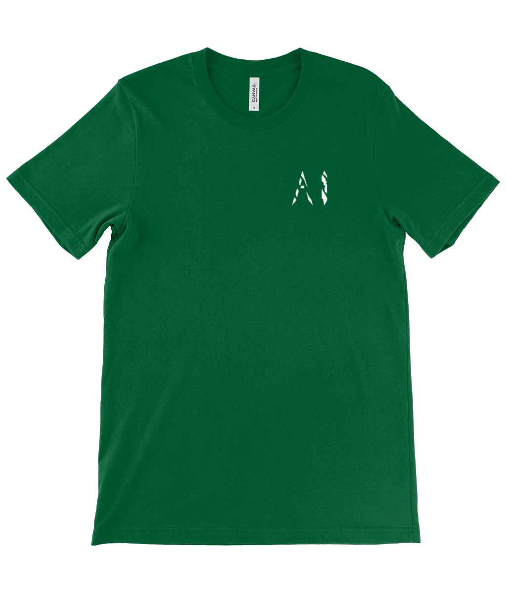 Mens green Casual T-Shirt with white logo on the left chest