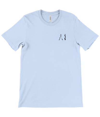 Mens blue Casual T-Shirt with black AI logo on the left chest