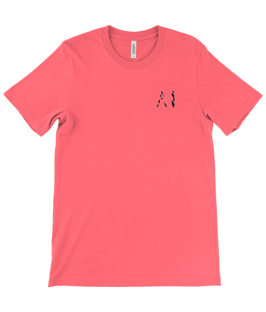 Mens rose Casual T-Shirt with black AI logo on the left chest