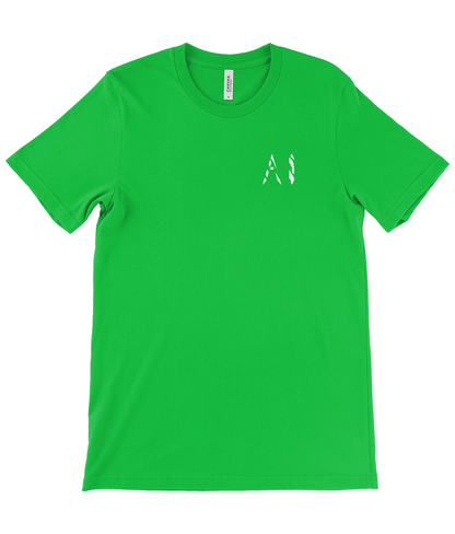 Mens lime green Casual T-Shirt with white logo on the left chest