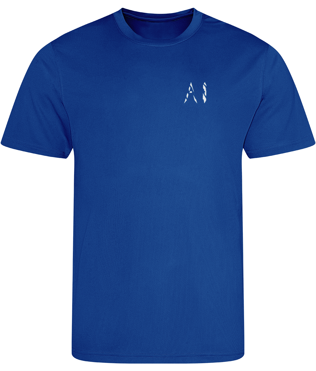 Mens Dark blue Athletic Sports Shirt with white AI logo on the left chest
