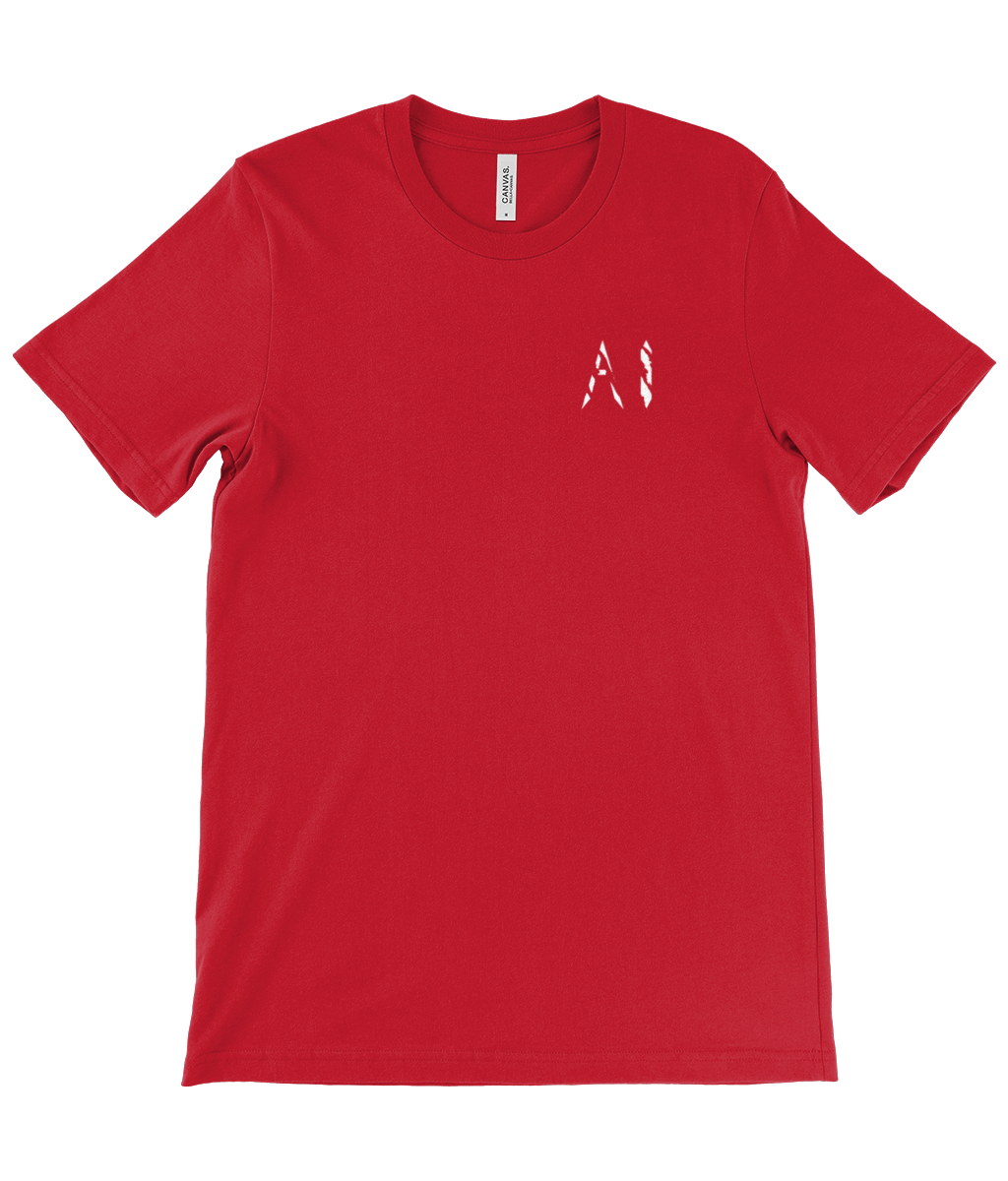 Mens Red Casual T-Shirt with white logo on the left chest