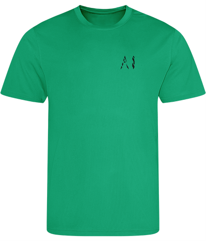 Mens green Athletic Sports Shirt with black AI logo on the left chest