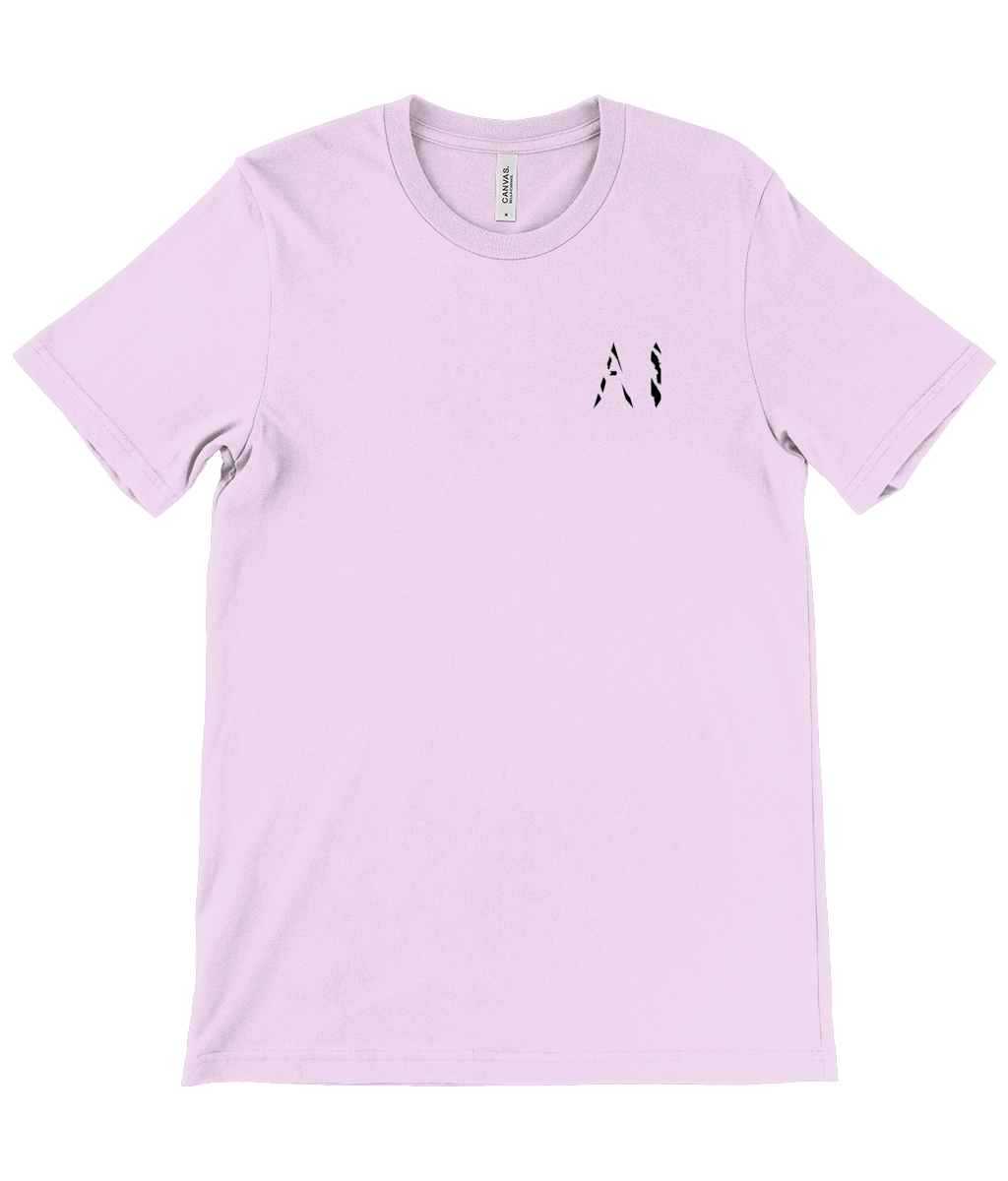Mens lilac Casual T-Shirt with black AI logo on the left chest