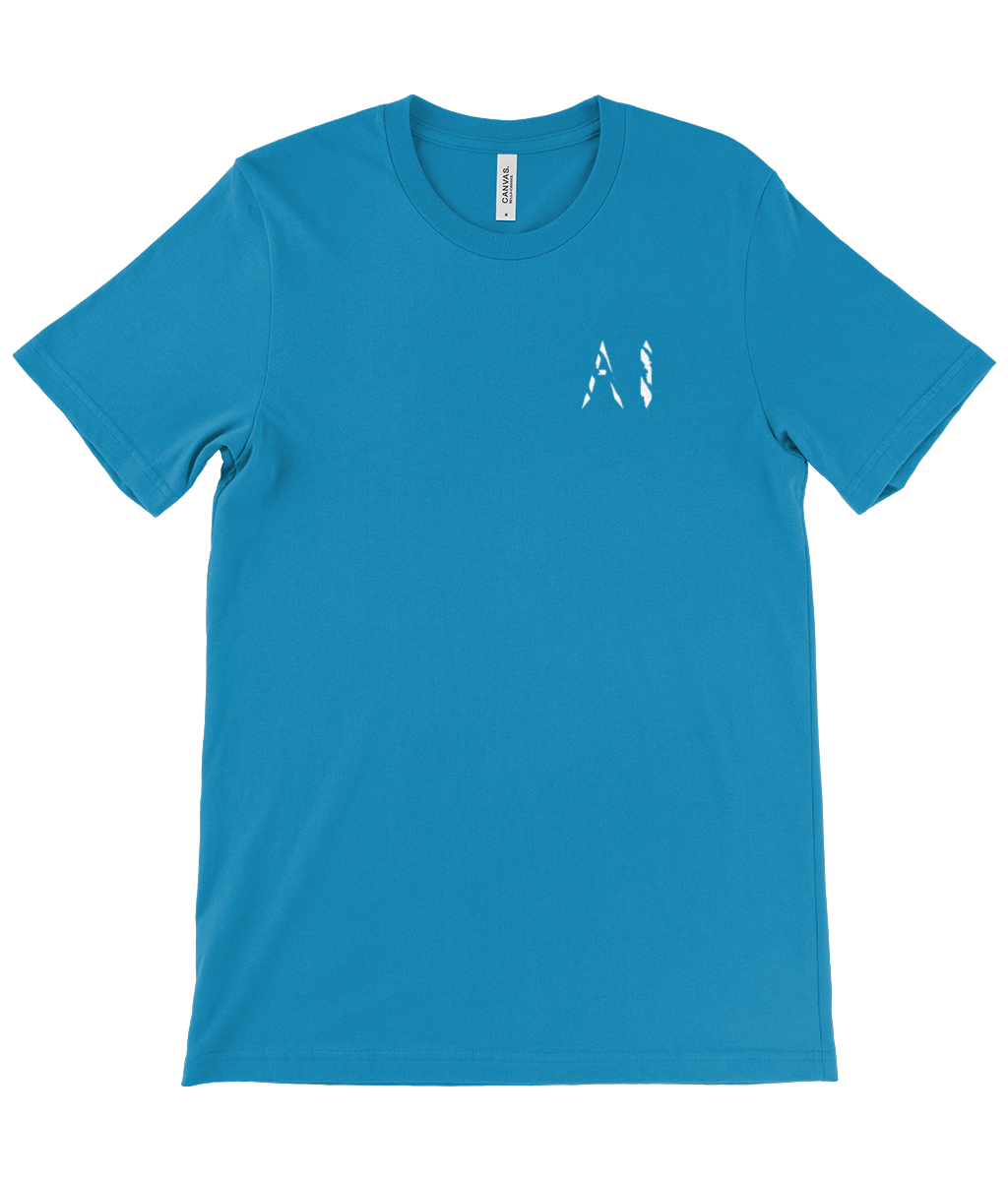 Mens blue Casual T-Shirt with white logo on the left chest