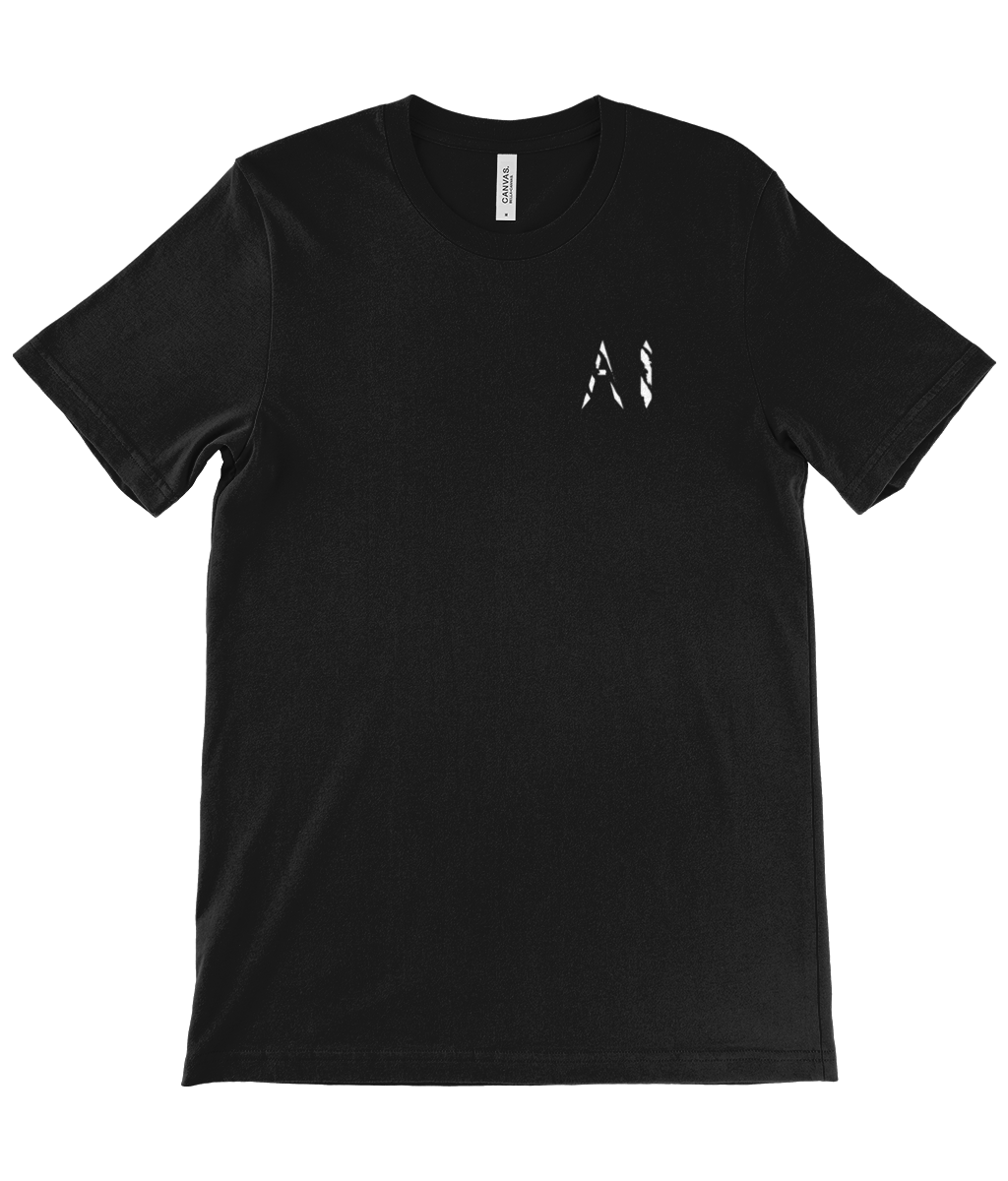 Mens black Casual T-Shirt with white logo on the left chest