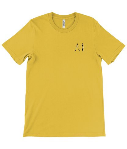 Mens yellow Casual T-Shirt with black AI logo on the left chest