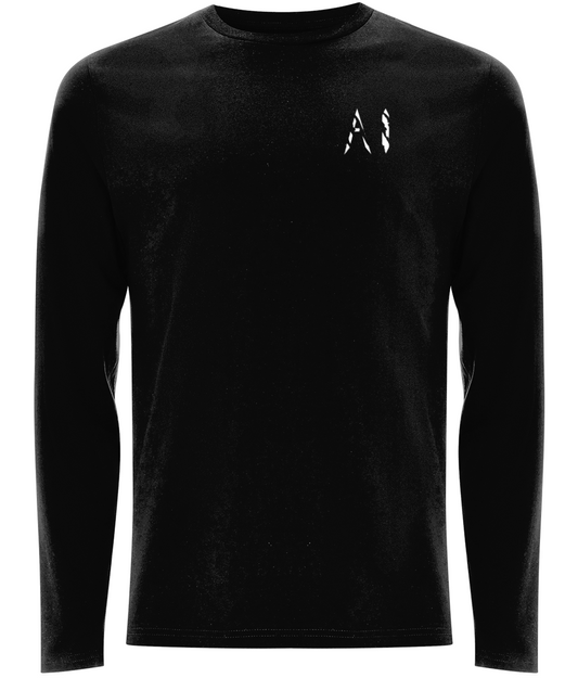 Mens Black Classic Long Sleeve T-Shirt with white AI logo on the left side of the chest