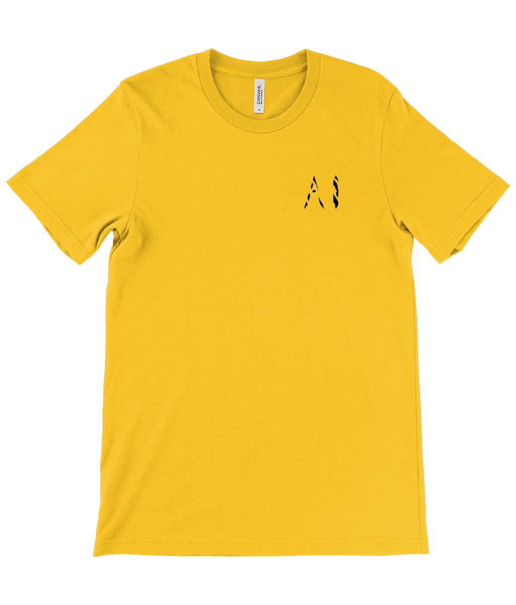 Mens burnt yellow Casual T-Shirt with black AI logo on the left chest