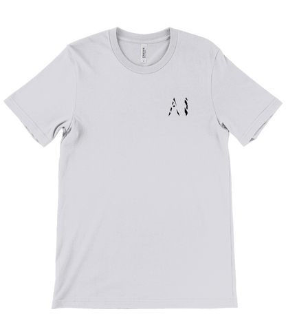 Mens light grey Casual T-Shirt with black AI logo on the left chest