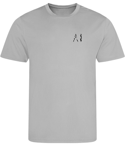 Mens light grey Athletic Sports Shirt with black AI logo on the left chest