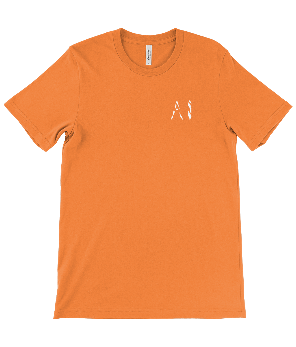 Mens orange Casual T-Shirt with white logo on the left chest